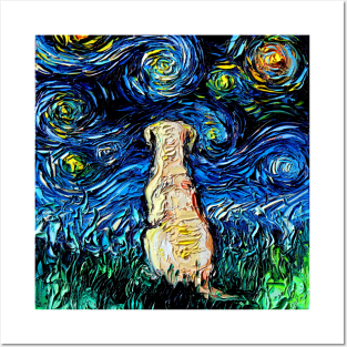 Yellow Lab Wall Art - Yellow Labrador Night by sagittariusgallery